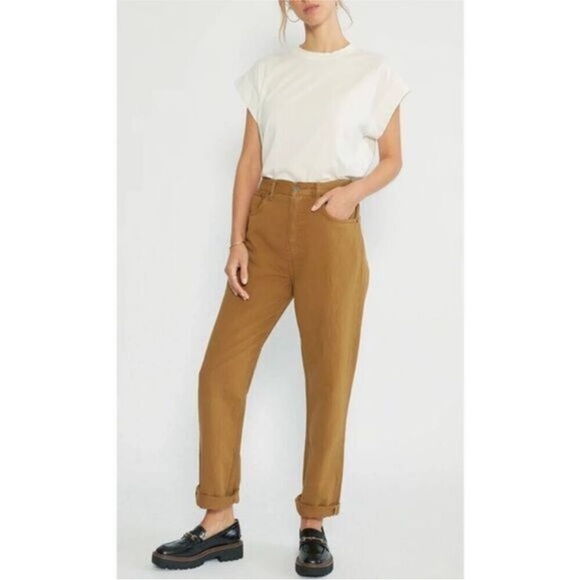 NWT Etica Bryce Pinch Waist Boyfriend Jeans 27 Tapenade Brown High Waist - Picture 2 of 12